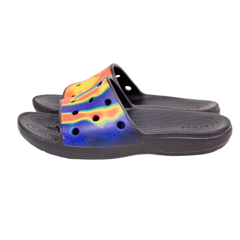 Crocs Classic Slide Tie Dye Multicolor Comfort Slip Ons Mens Size 11 Flip Flop - Picture 2 of 10